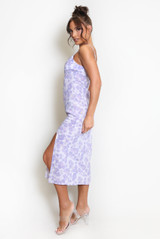 Floral Watercolour Midi Dress With Slit