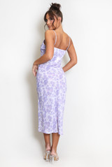 Floral Watercolour Midi Dress With Slit