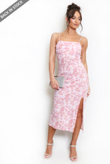 Floral Watercolour Midi Dress With Slit