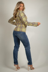 Mustard Check Double Breasted Blazer