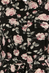 Vintage Floral Print Long Sleeve Shirt Dress