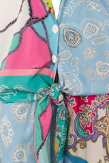 Scarf Print Knotted Shirt & Shorts Set 