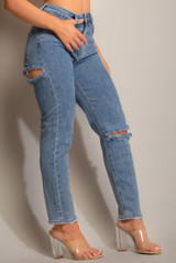 Ripped Straight Leg Jeans