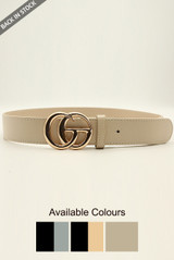 GC Buckle Faux Leather Belt