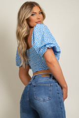 Daisy Print Cross Over Crop Top