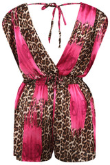 Contrast Animal Print Playsuit