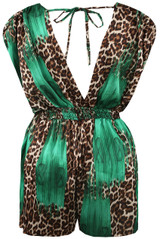 Contrast Animal Print Playsuit