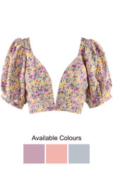 Floral Print Low Neck Crop Tops