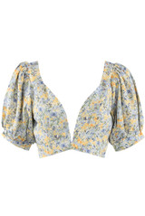 Floral Print Low Neck Crop Tops