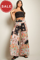 Floral Patchwork Print Palazzo Pants