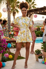 Floral Print Belted Flare Skater Dress