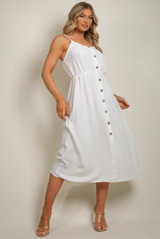 Button Front Strappy Midi Dress 
