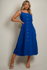 Button Front Strappy Midi Dress 