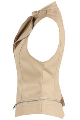 PU Double Collar Zip Up Gilet