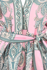 Paisley Print Belted Flare Mini Dress