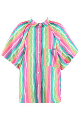 Striped Rainbow Blouse With Balloon Sleeve