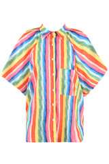 Striped Rainbow Blouse With Balloon Sleeve