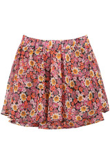 Floral Print Tier Hem Skater Skort