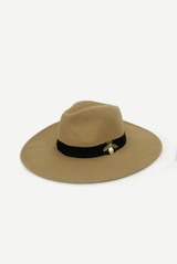 Felt Fedora Hat With Gold Tone Bee