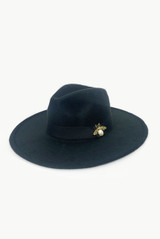 Felt Fedora Hat With Gold Tone Bee