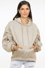 Ruched Sleeve Hooded Sweatshirts