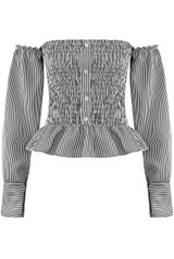 Stripe Shirred Bardot Top