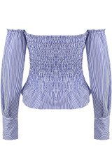Stripe Shirred Bardot Top