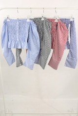 Stripe Shirred Bardot Top