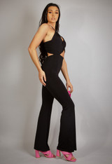 Ruched Open Back Knotted Jumpsuit