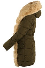 Midi Puffer Coat With Chunky Faux Fur