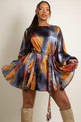 Ombre Satin Skater Mini Dress