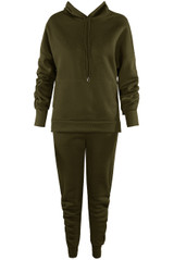 Ruched Sleeve Hooded Loungewear Set