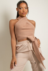 Wrap Knit Crop Tops