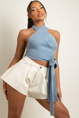 Wrap Knit Crop Tops