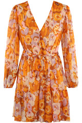 Floral Print Front Knotted Wrap Dress