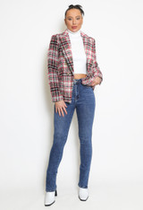 Mixed Tartan Double Breasted Blazer