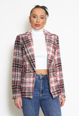 Mixed Tartan Double Breasted Blazer