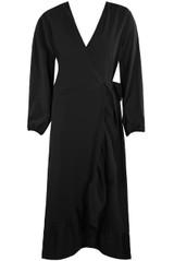 Pleated Side Knotted Wrap Dress