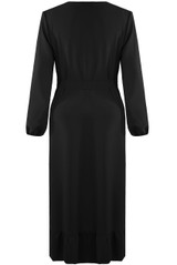 Pleated Side Knotted Wrap Dress