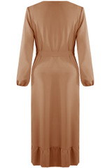 Pleated Side Knotted Wrap Dress