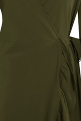 Pleated Side Knotted Wrap Dress