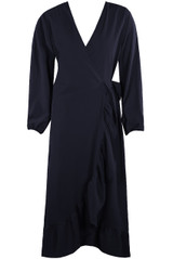 Pleated Side Knotted Wrap Dress