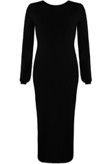 Fine Knit Round Neck Midi Dress