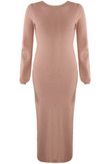 Fine Knit Round Neck Midi Dress