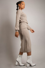 Fine Knit Round Neck Midi Dress