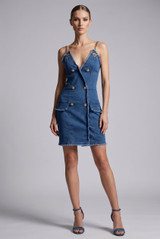 Chain Strap Denim Mini Dress