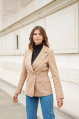 Double Breasted Blazer With Stitch Detail