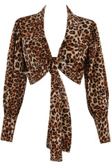 Leopard Print Tie Front Blouse