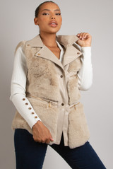 PU Fur Trim Gilet