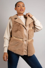 PU Fur Trim Gilet